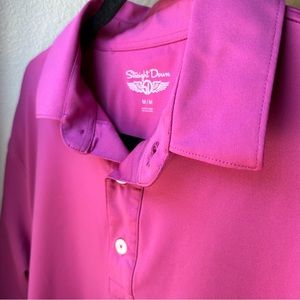 Straight Down Men’s Golf Polo Pink Performance Shirt Sz M Short Sleeves